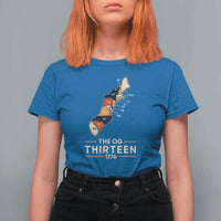 The OG Thirteen 1776 Original Colonies Map T Shirt For Women Funny Retro American History