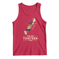 The OG Thirteen 1776 Original Colonies Map Tank Top Funny Retro American History