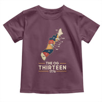 The OG Thirteen 1776 Original Colonies Map Toddler T Shirt Funny Retro American History