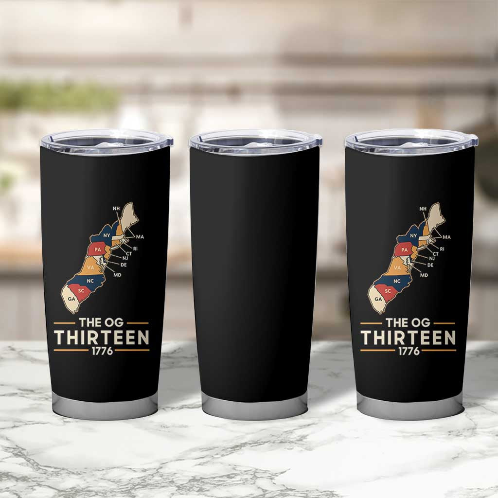 The OG Thirteen 1776 Original Colonies Map Tumbler Cup Funny Retro American History