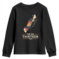 The OG Thirteen 1776 Original Colonies Map Youth Sweatshirt Funny Retro American History