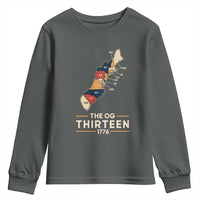 The OG Thirteen 1776 Original Colonies Map Youth Sweatshirt Funny Retro American History