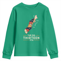 The OG Thirteen 1776 Original Colonies Map Youth Sweatshirt Funny Retro American History