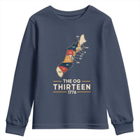 The OG Thirteen 1776 Original Colonies Map Youth Sweatshirt Funny Retro American History