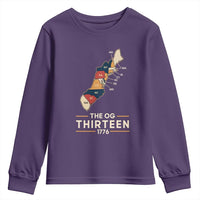 The OG Thirteen 1776 Original Colonies Map Youth Sweatshirt Funny Retro American History