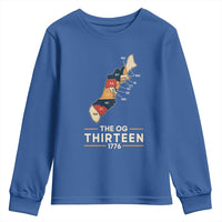 The OG Thirteen 1776 Original Colonies Map Youth Sweatshirt Funny Retro American History
