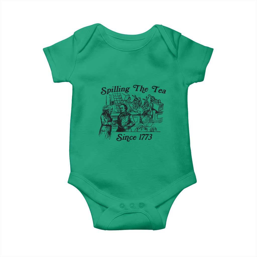 Spilling The Tea Since 1773 Baby Onesie Boston Tea Party Vintage Historical Sketch Graphic