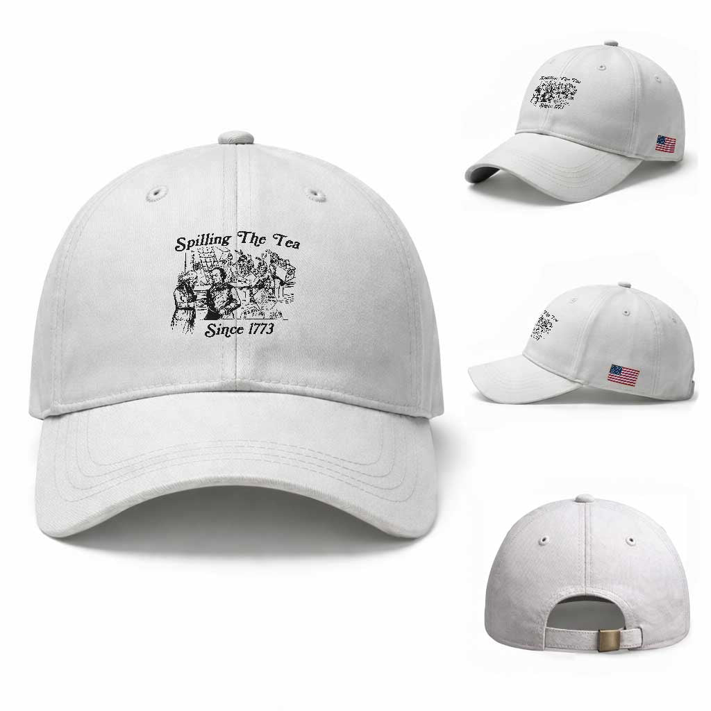 Spilling The Tea Since 1773 Baseball Cap Boston Tea Party Vintage Historical Sketch Graphic