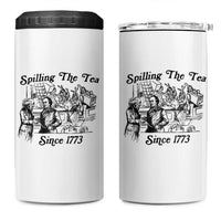 Spilling The Tea Since 1773 4 in 1 Can Cooler Tumbler Boston Tea Party Vintage Historical Sketch Graphic