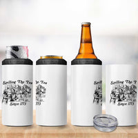 Spilling The Tea Since 1773 4 in 1 Can Cooler Tumbler Boston Tea Party Vintage Historical Sketch Graphic