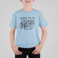 Spilling The Tea Since 1773 T Shirt For Kid Boston Tea Party Vintage Historical Sketch Graphic