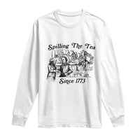 Spilling The Tea Since 1773 Long Sleeve Shirt Boston Tea Party Vintage Historical Sketch Graphic