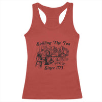 Spilling The Tea Since 1773 Racerback Tank Top Boston Tea Party Vintage Historical Sketch Graphic