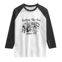 Spilling The Tea Since 1773 Raglan Shirt Boston Tea Party Vintage Historical Sketch Graphic