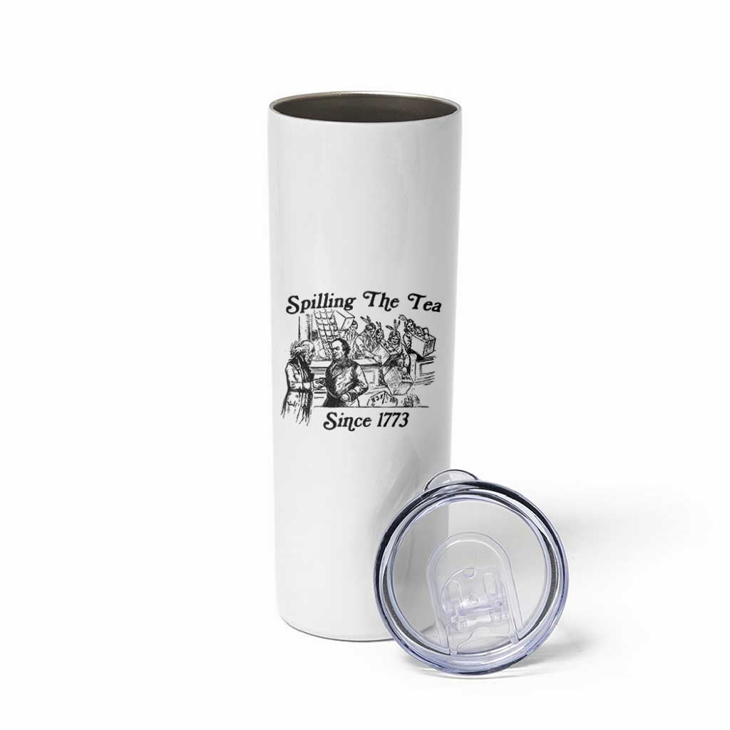 Spilling The Tea Since 1773 Skinny Tumbler Boston Tea Party Vintage Historical Sketch Graphic
