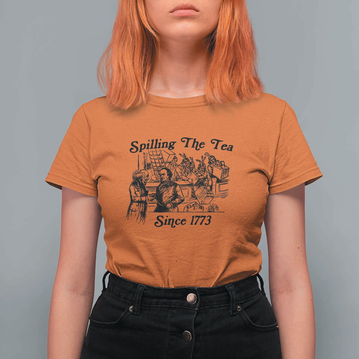 Spilling The Tea Since 1773 T Shirt For Women Boston Tea Party Vintage Historical Sketch Graphic
