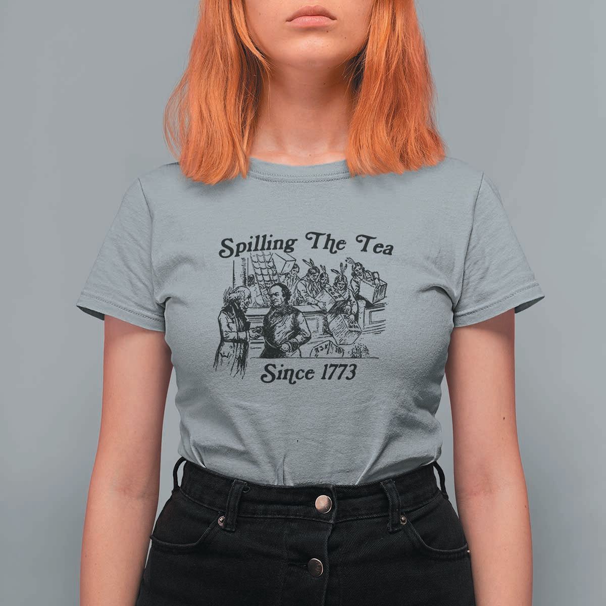 Spilling The Tea Since 1773 T Shirt For Women Boston Tea Party Vintage Historical Sketch Graphic