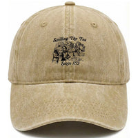 Spilling The Tea Since 1773 Washed Cotton Baseball Cap Boston Tea Party Vintage Historical Sketch Graphic