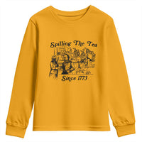 Spilling The Tea Since 1773 Youth Sweatshirt Boston Tea Party Vintage Historical Sketch Graphic