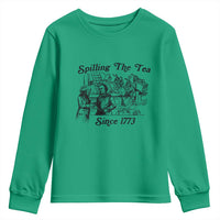 Spilling The Tea Since 1773 Youth Sweatshirt Boston Tea Party Vintage Historical Sketch Graphic