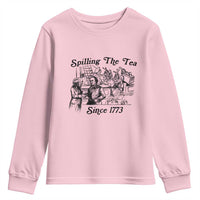 Spilling The Tea Since 1773 Youth Sweatshirt Boston Tea Party Vintage Historical Sketch Graphic