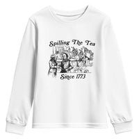 Spilling The Tea Since 1773 Youth Sweatshirt Boston Tea Party Vintage Historical Sketch Graphic