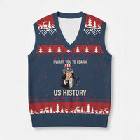 Uncle Sam I Want You To Learn US History V-Neck Knit Sweater Vest Patriotic Teachers Students