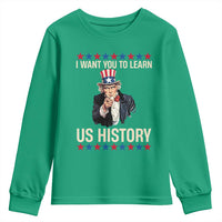 Uncle Sam I Want You To Learn US History Youth Sweatshirt Patriotic Teachers Students