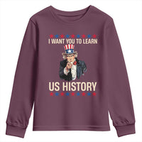 Uncle Sam I Want You To Learn US History Youth Sweatshirt Patriotic Teachers Students