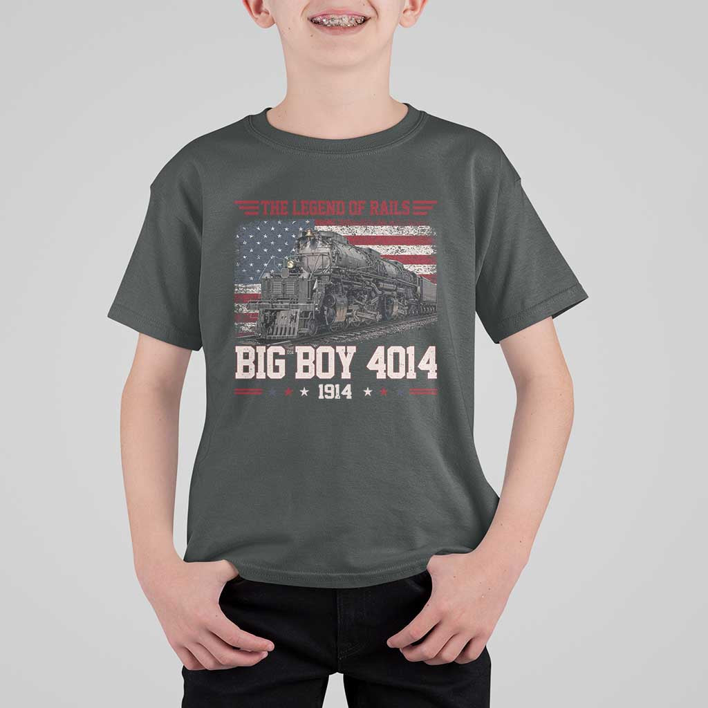 Vintage Steam Locomotive Heritage T Shirt For Kid The Legend of Rails American Flag