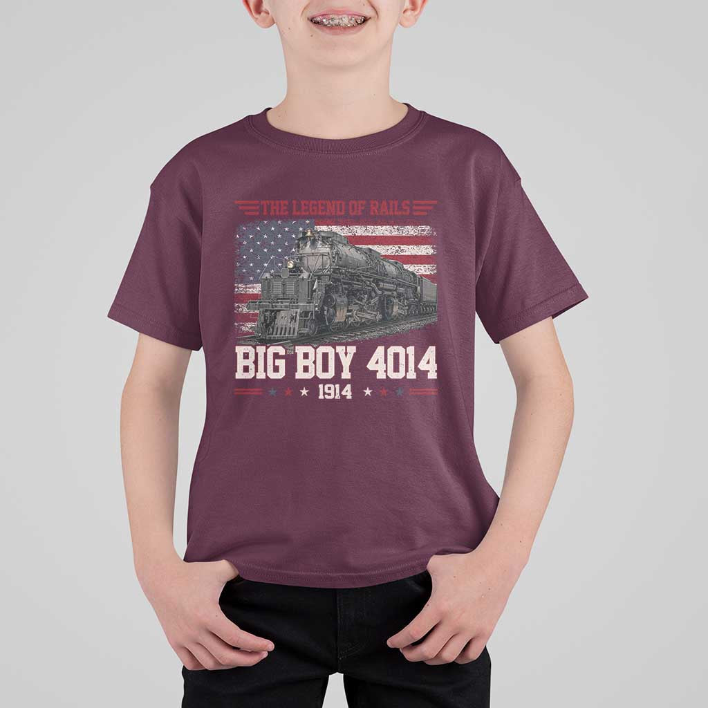 Vintage Steam Locomotive Heritage T Shirt For Kid The Legend of Rails American Flag