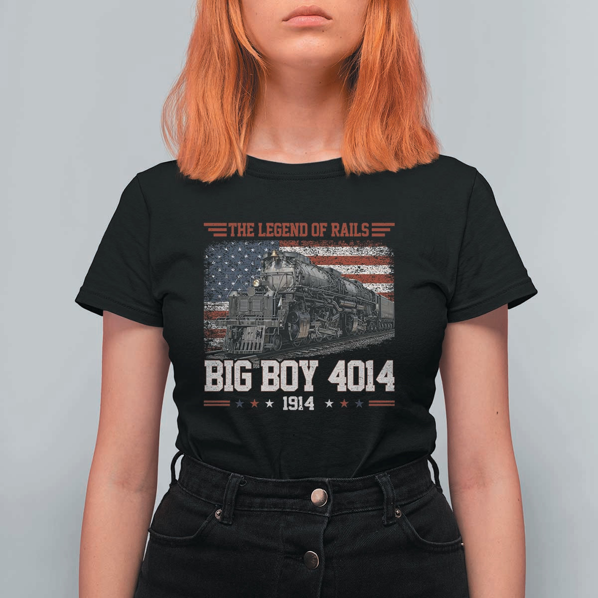 Vintage Steam Locomotive Heritage T Shirt For Women The Legend of Rails American Flag