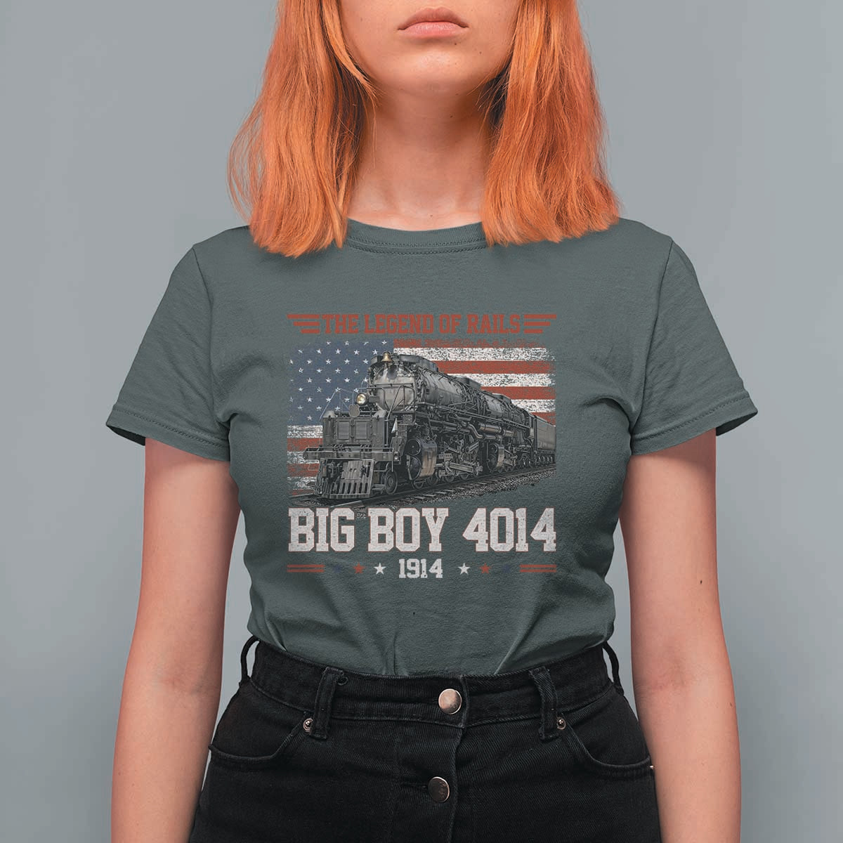 Vintage Steam Locomotive Heritage T Shirt For Women The Legend of Rails American Flag
