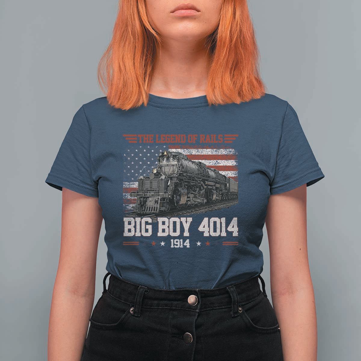 Vintage Steam Locomotive Heritage T Shirt For Women The Legend of Rails American Flag