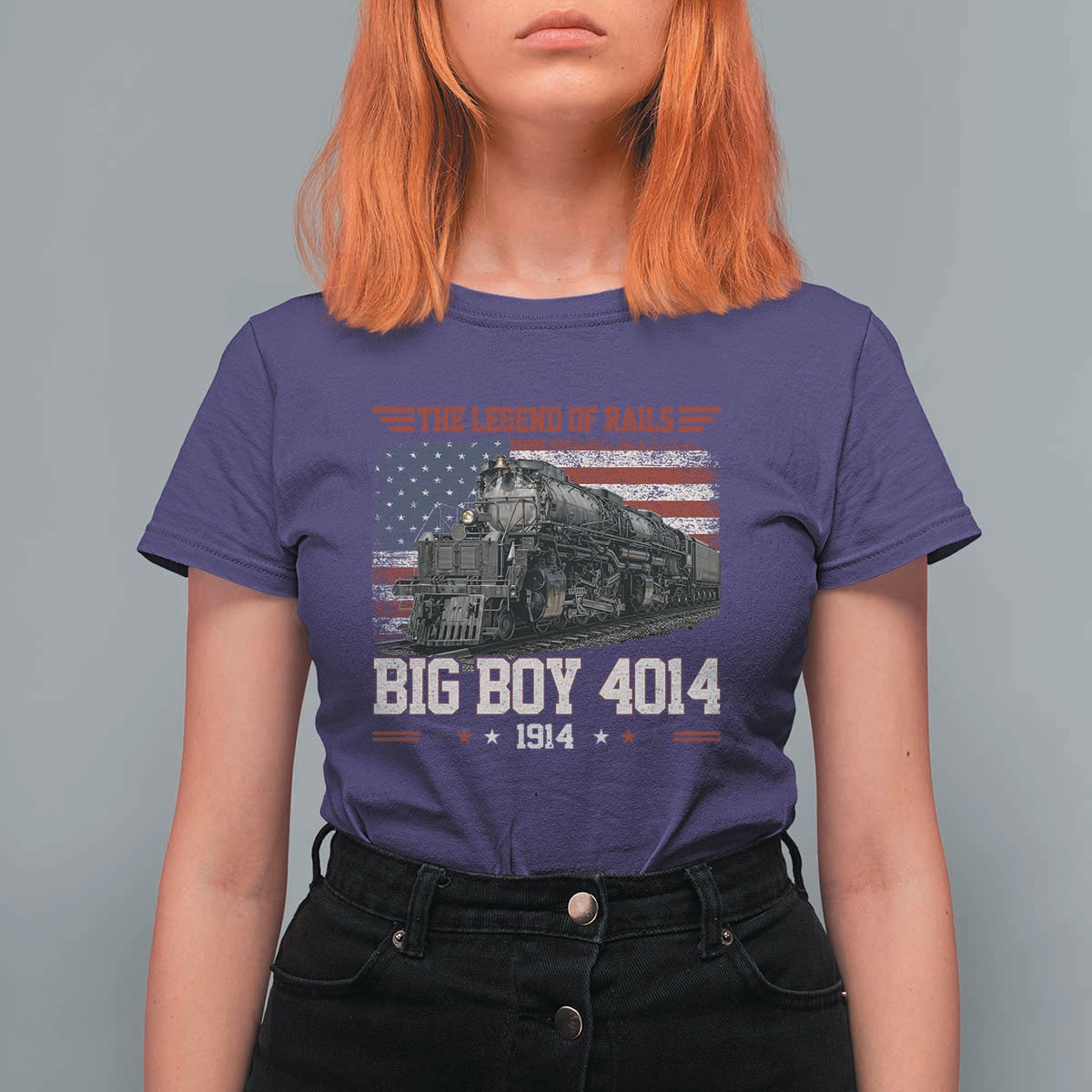 Vintage Steam Locomotive Heritage T Shirt For Women The Legend of Rails American Flag