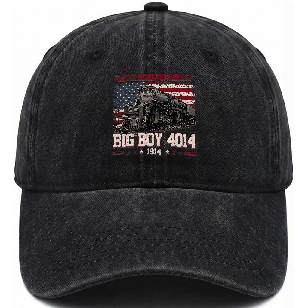 Vintage Steam Locomotive Heritage Washed Cotton Baseball Cap The Legend of Rails American Flag