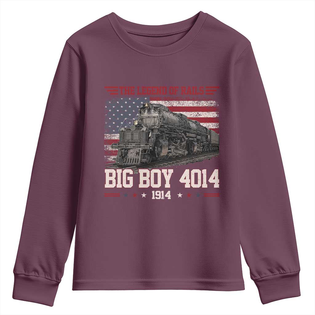 Vintage Steam Locomotive Heritage Youth Sweatshirt The Legend of Rails American Flag