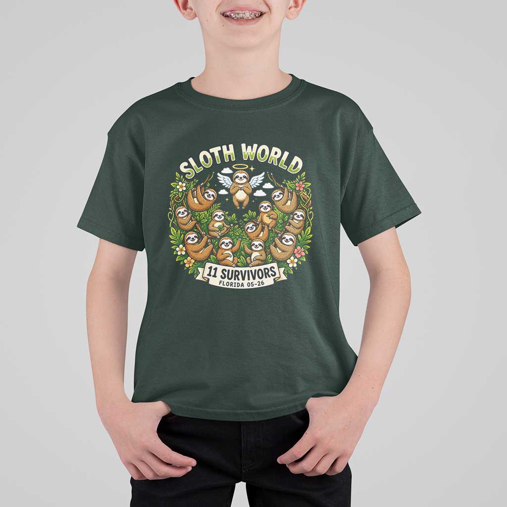 Sloth World 11 Survivors Wildlife Awareness T Shirt For Kid Florida Animal Rights Protest and Support