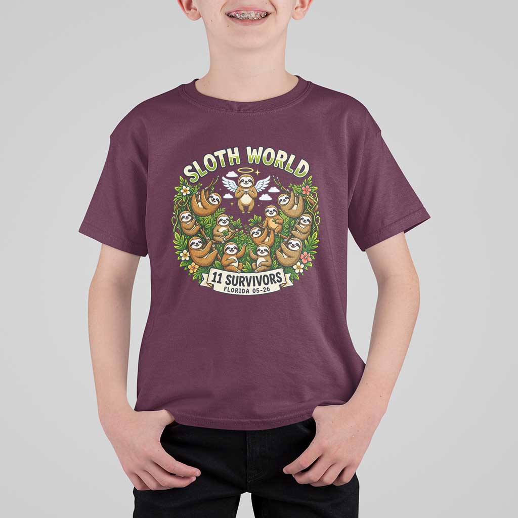 Sloth World 11 Survivors Wildlife Awareness T Shirt For Kid Florida Animal Rights Protest and Support