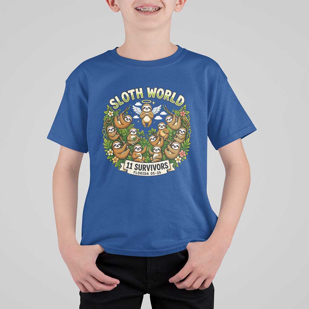 Sloth World 11 Survivors Wildlife Awareness T Shirt For Kid Florida Animal Rights Protest and Support