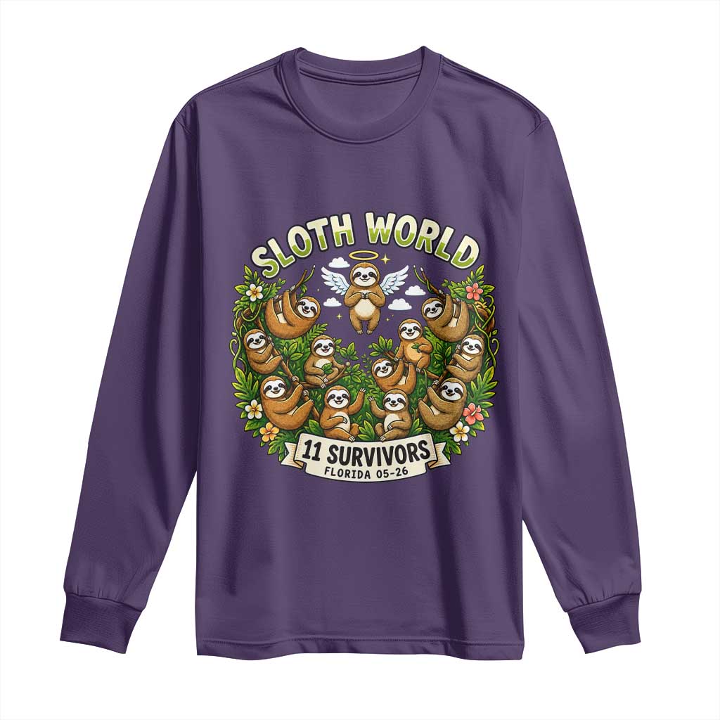 Sloth World 11 Survivors Wildlife Awareness Long Sleeve Shirt Florida Animal Rights Protest and Support
