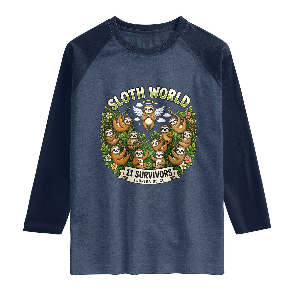 Sloth World 11 Survivors Wildlife Awareness Raglan Shirt Florida Animal Rights Protest and Support