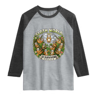 Sloth World 11 Survivors Wildlife Awareness Raglan Shirt Florida Animal Rights Protest and Support