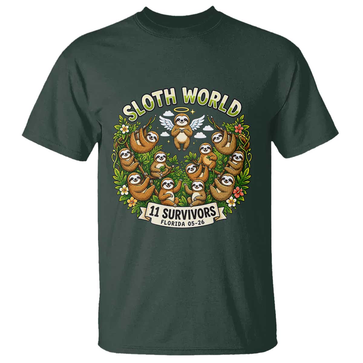 Sloth World 11 Survivors Wildlife Awareness T Shirt Florida Animal Rights Protest and Support