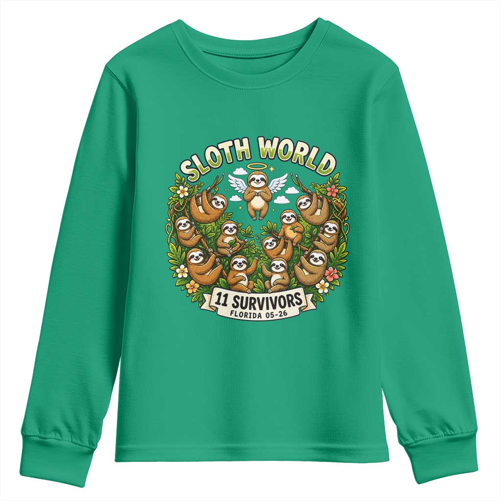 Sloth World 11 Survivors Wildlife Awareness Youth Sweatshirt Florida Animal Rights Protest and Support