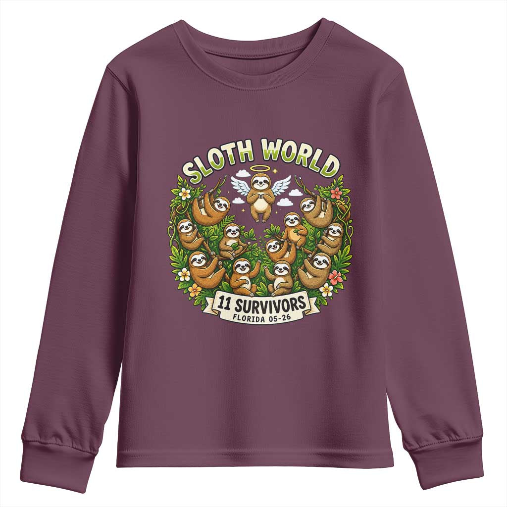 Sloth World 11 Survivors Wildlife Awareness Youth Sweatshirt Florida Animal Rights Protest and Support