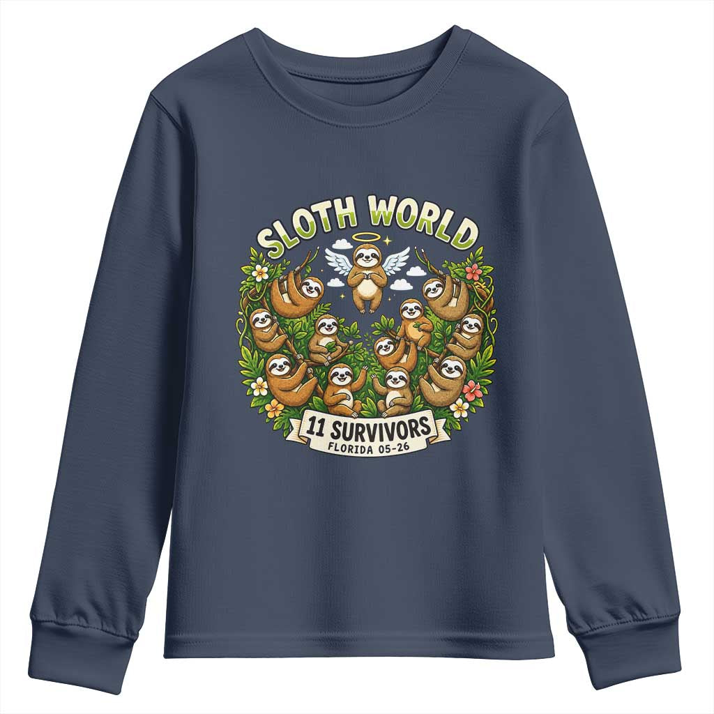 Sloth World 11 Survivors Wildlife Awareness Youth Sweatshirt Florida Animal Rights Protest and Support