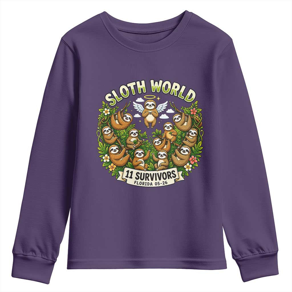 Sloth World 11 Survivors Wildlife Awareness Youth Sweatshirt Florida Animal Rights Protest and Support