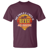 Funny Drinking T Shirt The Only B.S. I Need Is Beer And Sunshine Lover Retro Sunset - Wonder Print Shop