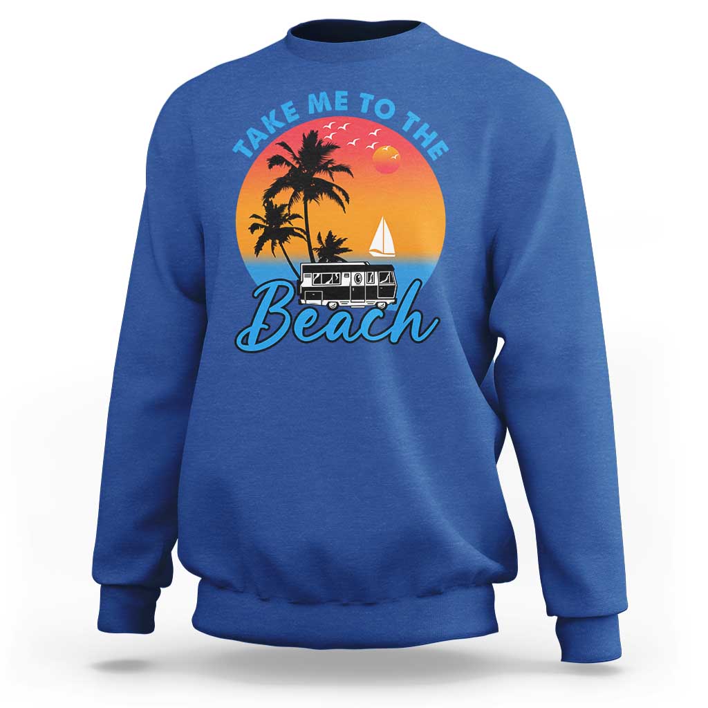 Summer Vibe Sweatshirt Retro Sunset Take Me To The Beach - Wonder Print Shop